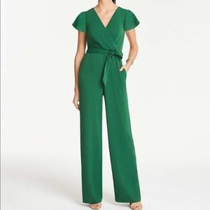 Ann Taylor Flutter Sleeve Wrap Jumpsuit
